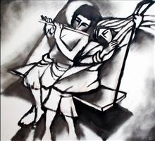 The Swing 1, painting by Milon Mukherjee